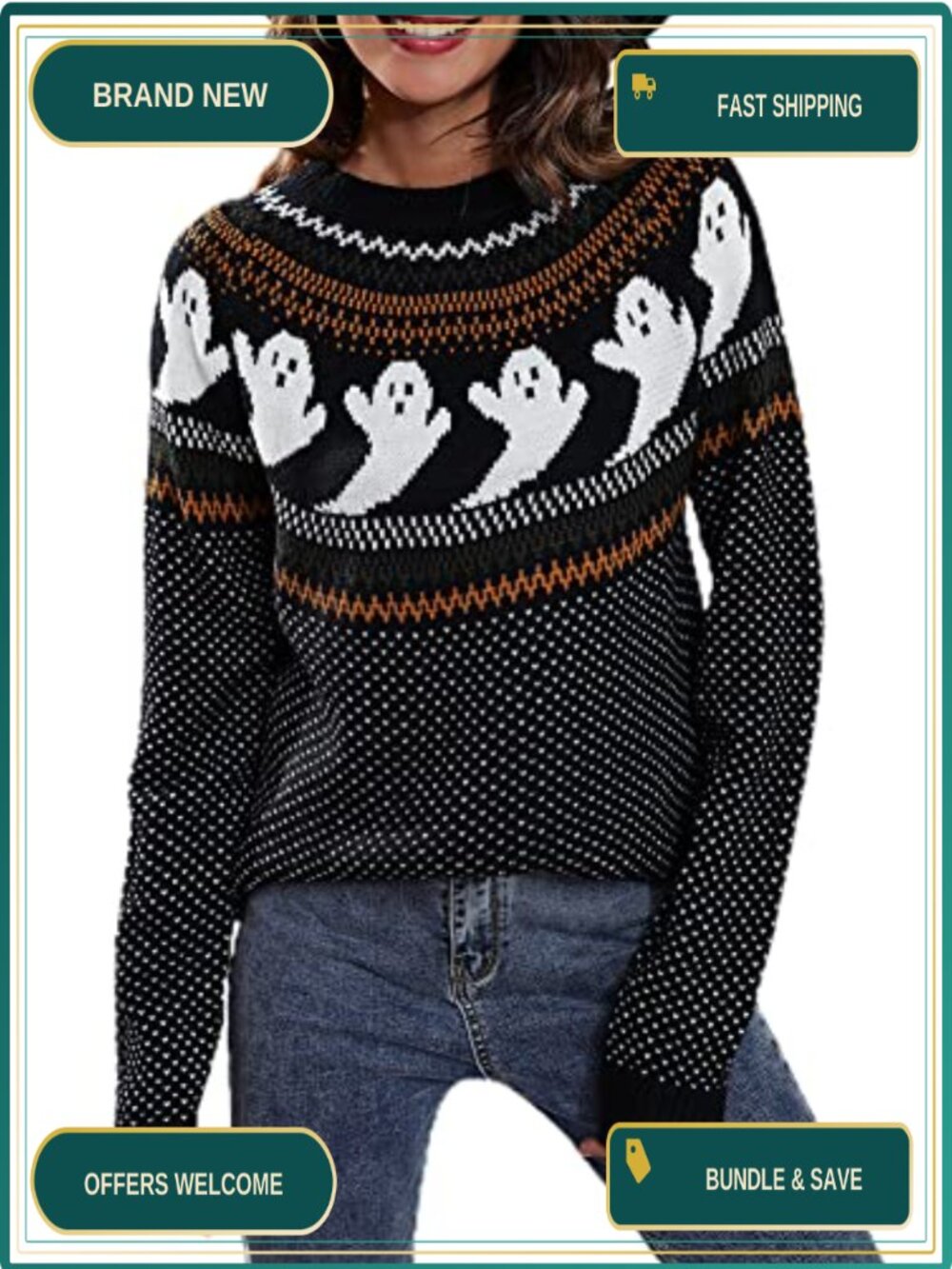 Leopard Print Knitted Pullover Sweater Long Sleeve Crew Neck Jumper Top